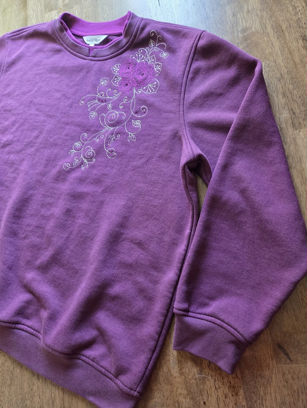 Northern Reflections Purple Embroidered Floral Sweatshirt